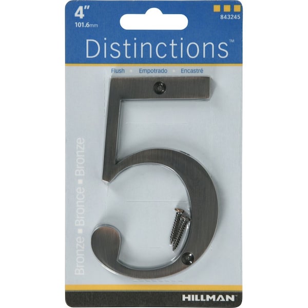 Hillman HILLMAN Distinctions 4 in. Bronze Zinc Die-Cast Screw-On Number 5 1 pc, PK3 843245 - main